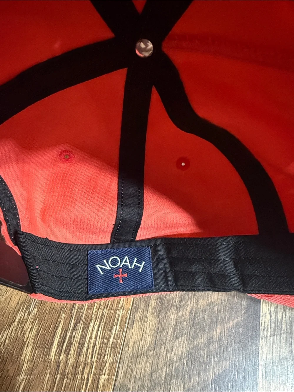 NOAH Made in USA Corduroy Snapback Hat Coral Orange Embroidered Logo